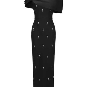 One Shoulder Diamond Sleeveless Bow Bandage Maxi Dress